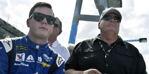 Alex Bowman works for Rick Hendrick who owns several car dealerships.
