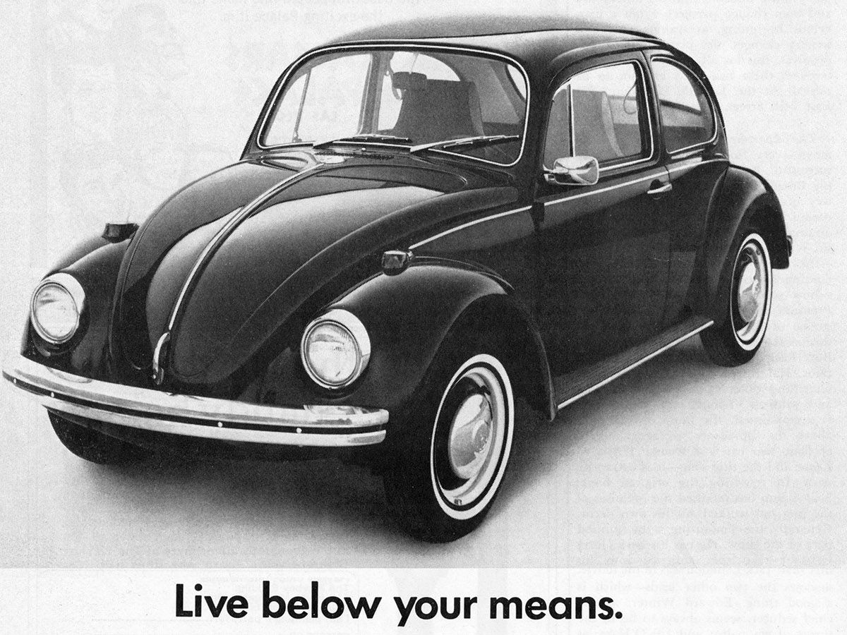 1969 Volkswagen Beetle magazine advertisement by Doyle Dane Bernbach.