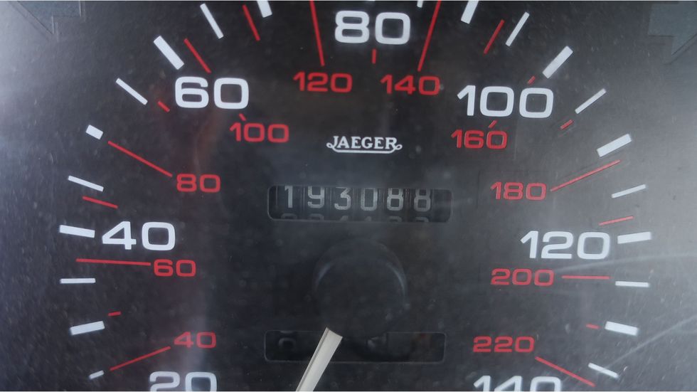 Very close to 200,000 miles, which is impressive for a 1980s European car not made by Mercedes-Benz.
