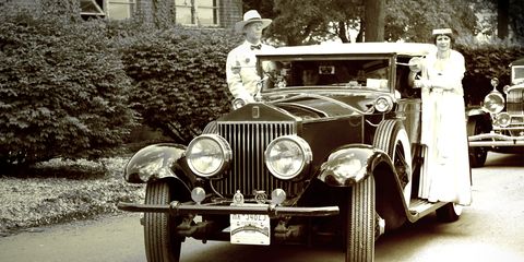 A 1928 Rolls-Royce Phantom I Springfield Newmarket seen at Greenwich Concours.
