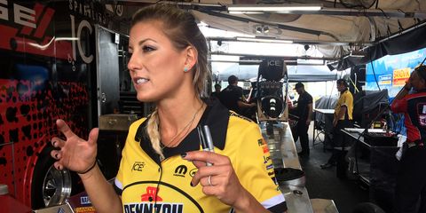 Leah Pritchett&nbsp;escaped serious injury on Sunday.
