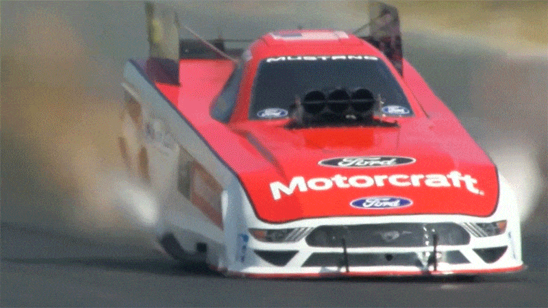 Video: NHRA driver Bob Tasca's Mustang blows up, he still finishes first