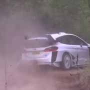Valtteri Bottas takes his turn in a WRC ride on Tuesday in Germany.
