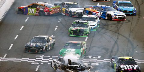 Aric Almirola vowed revenge against Kyle Busch for a crash in the second half of the First Data 500.
