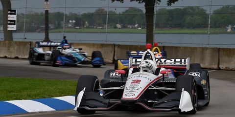 Josef Newgarden continued the winning ways for Team Penske on Saturday at Belle Isle in Detroit.

