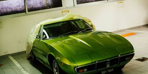 A number of classic Maseratis, such as this Ghibli, took part in the photoshoot.