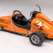 Did you have one of these as a kid? Lucky you! Opening Dec. 16, the Petersen Automotive Museum in Los Angeles will feature an exhibit of kids race cars from the last 100 years, from a 1908 Brownie Car to a 2017 NHRA Junior Dragster. The exhibition is called, "Sidewalk Speedsters: The Grown-up World of Children’s Cars." If only we could fit inside them! This is a 1955 Kurtis Kraft Quarter Midget.