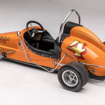 Did you have one of these as a kid? Lucky you! Opening Dec. 16, the Petersen Automotive Museum in Los Angeles will feature an exhibit of kids race cars from the last 100 years, from a 1908 Brownie Car to a 2017 NHRA Junior Dragster. The exhibition is called, "Sidewalk Speedsters: The Grown-up World of Children’s Cars." If only we could fit inside them! This is a 1955 Kurtis Kraft Quarter Midget.