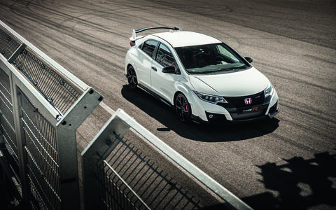 The 2015 Honda Civic Type R gets 306 hp courtesy of a turbocharged 2.0-liter inline-four, all put to the pavement via the front wheels via a six-speed manual transmission. This car won’t be coming to the United States, but Honda says a Type R based on the upcoming 2016 Civic will make it to America.