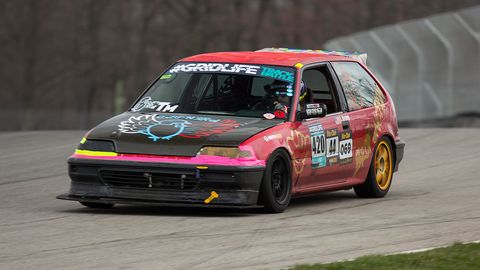 Not far behind the Huracan, Levi Brown took his grassroots, garage-built EF Civic to first place in Track Modified Front Wheel Drive with a time of 1:38.932. This EF is much faster than it looks.