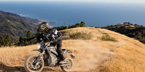 The 2017 Zero DSR is an adventure bike powered by electricity. It has your choice of 13-kWh or 16.3-kWh Li-ion battery sizes powering a 70-hp, 116-lb-ft electric motor. Zero says range goes as far as 184 miles per charge in city driving. Pricing is $15,995 for the smaller battery and $18,950 for the big box.