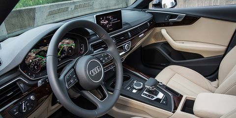 The A5 offers a cavernous interior and just about as much passenger room as the A4 sedan.