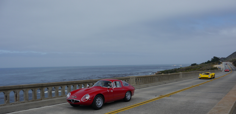 The best thing about the Pebble Beach Concours is that you can see almost all the cars in it for free on The Tour, a long drive around Monterey then down and back up the coast. It's lovely!