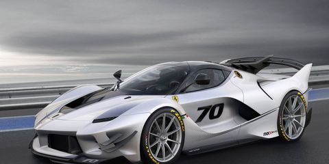 After a year of CFD simulations and wind tunnel testing, Ferrari came out with this, the FXX-K EVO, the latest in the semi-experimental and very limited-production XX program, which was launched in 2005. This car makes 1411 pounds of downforce at 124 mph and 1830 pounds when the car is running at redline. Wow!