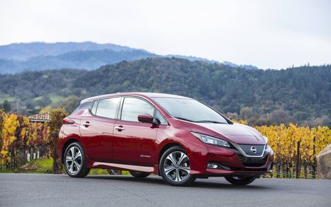 The 2018 Nissan Leaf is quicker and goes farther, with a new range of 150 miles on a more potent battery that fits in the same space. Prices start at $30,885.