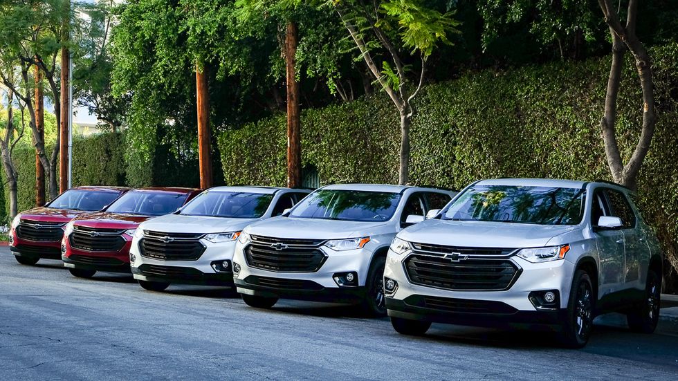 Moments earlier, this row of Chevy Traverses outside the Sunset Marquis stood by as Little Steven left for work.