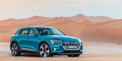 The 2019 Audi e-tron is a little bigger than the Q5 SUV.