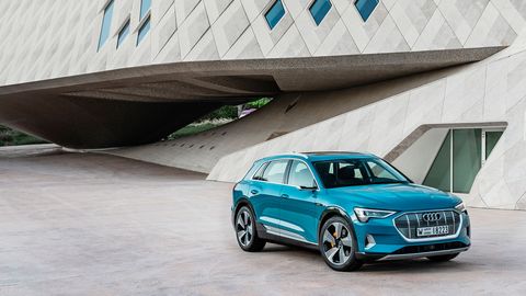 The 2019 Audi e-tron is a little bigger than the Q5 SUV.