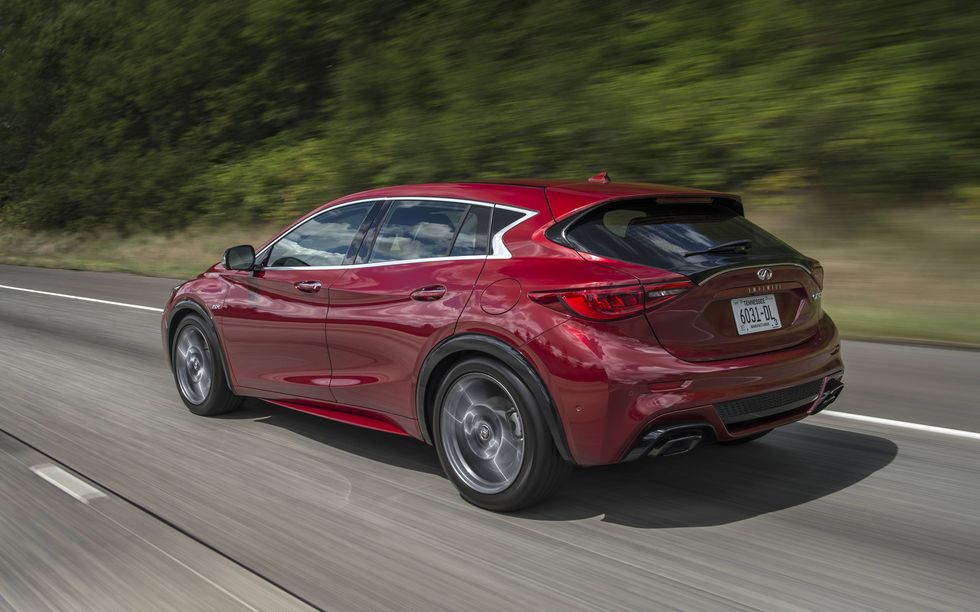 The 2018 Infiniti QX30 comes with a turbocharged 2.0-liter four-cylinder engine making 208 hp.