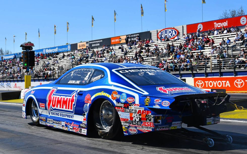 Jason Line put down  a 6.568-second run at 211.10 mph in the final.