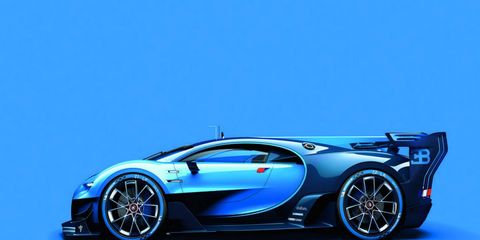 Bugatti's Vision Gran Turismo concept, designed to be downloaded and driven in the popular 'Gran Turismo' Playstation game, is the first Bugatti we've seen in racing kit in quite a while. Finished in French racing blue, it plays on the automaker's Le Mans-winning heritage while packing all the Alcantara a modern driver requires.