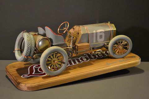 Bruce Wheeler's "Old 16" sculpture depicts the Locomobile that won the first Vanderbilt Cup race in 1908. "With representative cars from both the U.S. and Europe – and with the opinion that European marques were superior – the American-built Locomobile’s win upended perceptions while bringing the horse-drawn era to a close," AFAS said of the work.  "Locomobile, established in 1899, would be out of business by 1929, concurrent with the Wall Street crash. However, its achievements would live on forever."