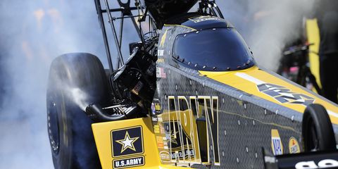 Tony Schumacher secured the Top Fuel No. 1 qualifier Saturday with  a track elapsed time record pass of 3.682 seconds at 328.22 mph.