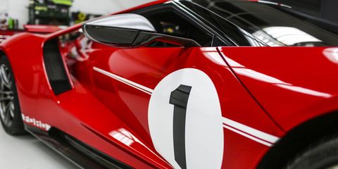 The 2018 Ford GT '67 Heritage channels the Le-Mans-winning car of Dan Gurney and AJ Foyt. It will be displayed at the Pebble Beach Concours d'Elegance.