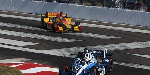 Cars practice Friday to start the opening weekend of the Verizon IndyCar Series season at St. Petersburg