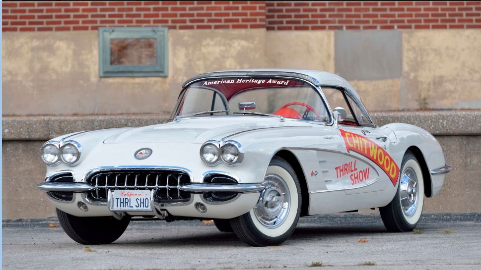 Lot S179 1958 Convertible 283/290 hp, four-speed manual Original Joie Chitwood Thrill Show Corvette Estimate: $175,000 to $225,000