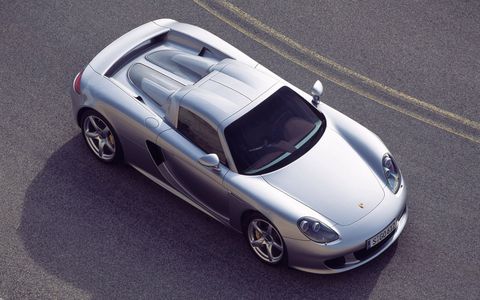 The Porsche Carrera GT is powered by a 5.7-liter V10 making 612 hp and 435 lb-ft of torque.