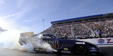 Jack Beckman raced to a Funny Car victory at the NHRA Four-Wide Nationals in Charlotte.
