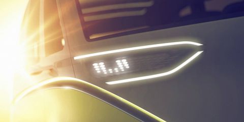 This teaser image previews an electric MPV concept by VW headed to the 2017 Detroit auto show.