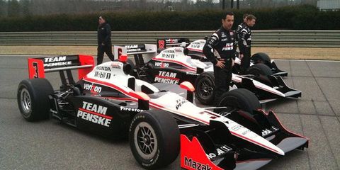 Black is the dominant color on the Team Penske Indy cars this season.