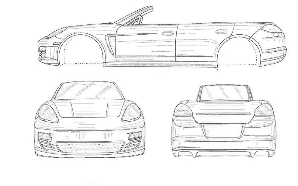 Patent drawings preview Porsche's plans for a four-door convertible.