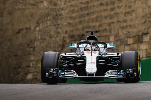 Sights from the F1 action on the Baku City Circuit ahead of the Azerbaijan Grand Prix Friday April 27, 2018.