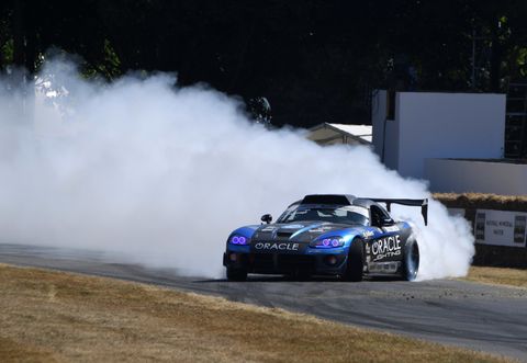 Dean Kearney hangs the tail out on a Dodge Viper.
