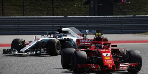 Kimi Raikkonen came out on top of a titanic three-way battle with Red Bull’s Max Verstappen and Mercedes driver Hamilton.