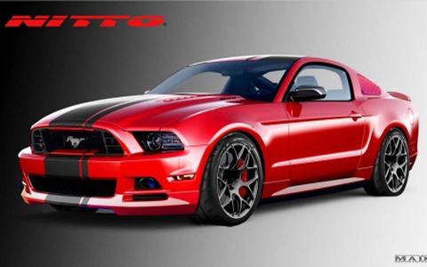 The 2014 Mustang GT by Nitto tires sports a 3dCarbon body kit, BASF red finish and some engine tweaks.