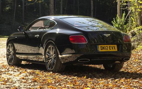 The engine in the 2013 Bentley Continental GT Speed is rated at 616 hp.