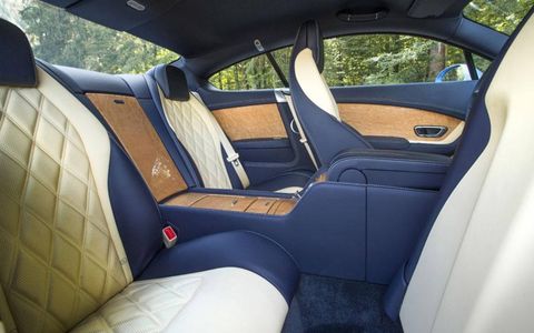 The rear seats of the 2013 Bentley Continental GT Speed are a bit cramped.