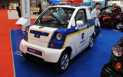 Law enforcement's future ride. Picture taken at the Tokyo auto show.