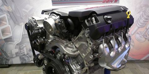 The LT1 V8 will make at least 450 hp and 450 lb-ft of torque in the 2014 Chevrolet Corvette.