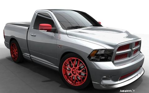 The Ram 392 Quick Silver began life as a 2011 Ram R/T. A 470 horsepower, 392 HEMI V-8 from the SRT lineup was dropped in and mated to the R/T&#8217;s 4.10 gear set and a high-stall converter. For additional performance, the Ram 392 is equipped with a cold-air intake kit and headers featuring an electronic exhaust cutout for maximum power and sound at the track.