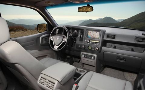 Inside the Ridgeline is comfortable and has lots of storage space.