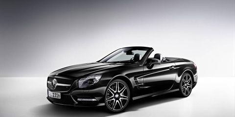 The 2015 Mercedes-Benz SL400, shown here in German specification, will offer a V6.