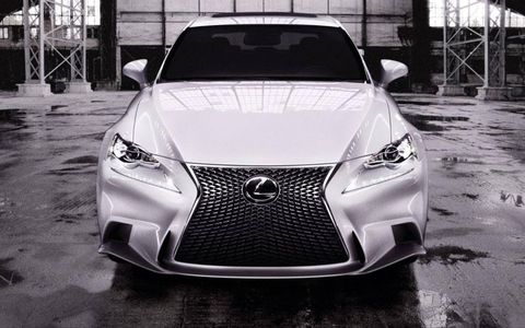 The new Lexus IS F Sport has the typical Lexus spindle grille design.