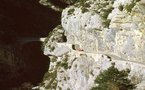 Tommi Makinen makes his way in his Mitsubishi along a road high in the Monte Carlo Mountains, en rounte to winning the Monte Carlo World Championship Rally in 2000.