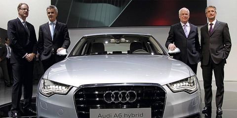 Audi of America president Johan de Nysschen (far left) said it's undecided whether the A6 hybrid will be sold in the U.S. market.