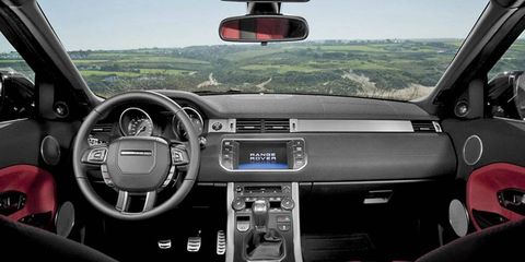 In Europe, passengers can view movies on the Land Rover Range Rover Evoque's center-stack screen. But, to prevent distraction, prisms embedded in the screen reflect the movie image only to the passenger, not to the driver.